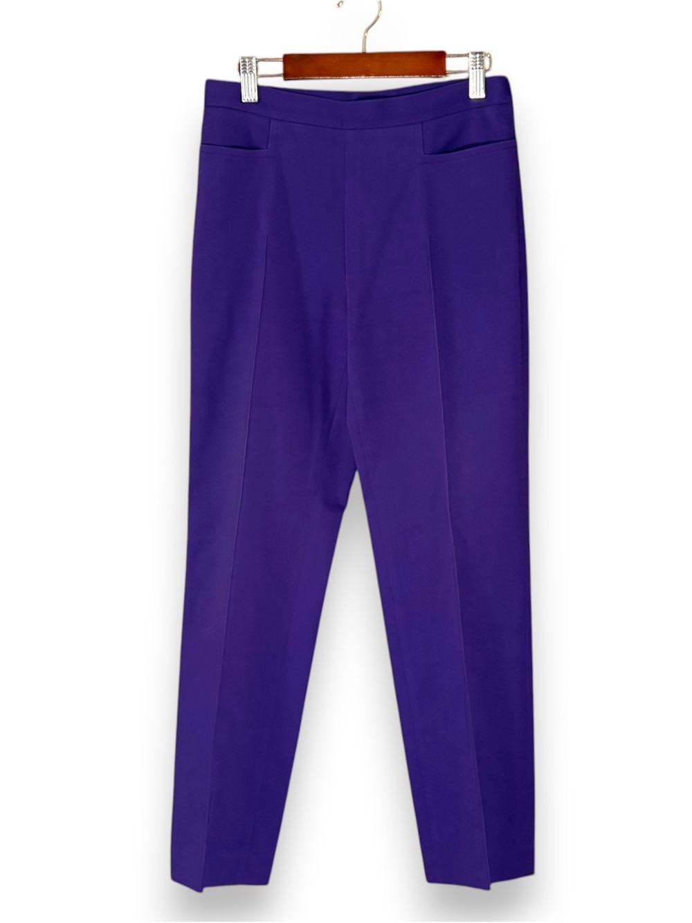 Akris Punto Purple Franca Slim Ankle-Length Cotton Techno Stretch Pants 4